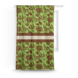 Green & Brown Toile Curtain Panel - Custom Size