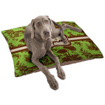 Green & Brown Toile Dog Bed - Large w/ Name or Text