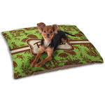 Green & Brown Toile Dog Bed - Small w/ Name or Text