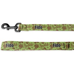 Green & Brown Toile Dog Leash - 6 ft (Personalized)