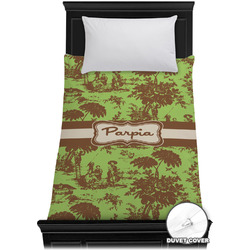 Green & Brown Toile Duvet Cover - Twin XL (Personalized)