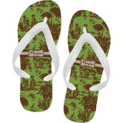 Green & Brown Toile Flip Flops - Small (Personalized)