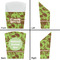 Green & Brown Toile French Fry Favor Box - Front & Back View