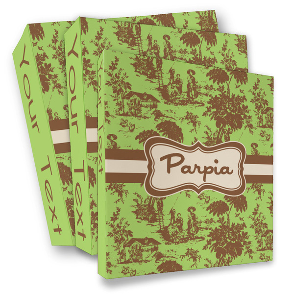 Custom Green & Brown Toile 3 Ring Binder - Full Wrap (Personalized)