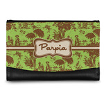 Green & Brown Toile Genuine Leather Women's Wallet - Small (Personalized)