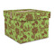 Green & Brown Toile Gift Boxes with Lid - Canvas Wrapped - Large - Front/Main