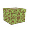 Green & Brown Toile Gift Boxes with Lid - Canvas Wrapped - Medium - Front/Main