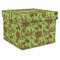 Green & Brown Toile Gift Boxes with Lid - Canvas Wrapped - X-Large - Front/Main