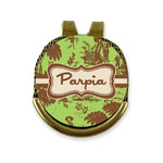 Green & Brown Toile Golf Ball Marker - Hat Clip - Gold