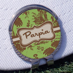 Green & Brown Toile Golf Ball Marker - Hat Clip