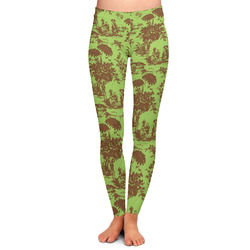 Green & Brown Toile Ladies Leggings - Extra Small