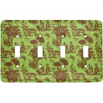 Green & Brown Toile Light Switch Cover (4 Toggle Plate)