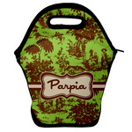 Green & Brown Toile Lunch Bag w/ Name or Text