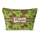 Green & Brown Toile Makeup Bag - Large - 12.5"x7" (Personalized)