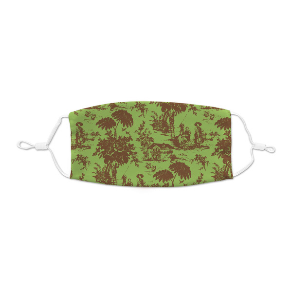 Custom Green & Brown Toile Kid's Cloth Face Mask - XSmall