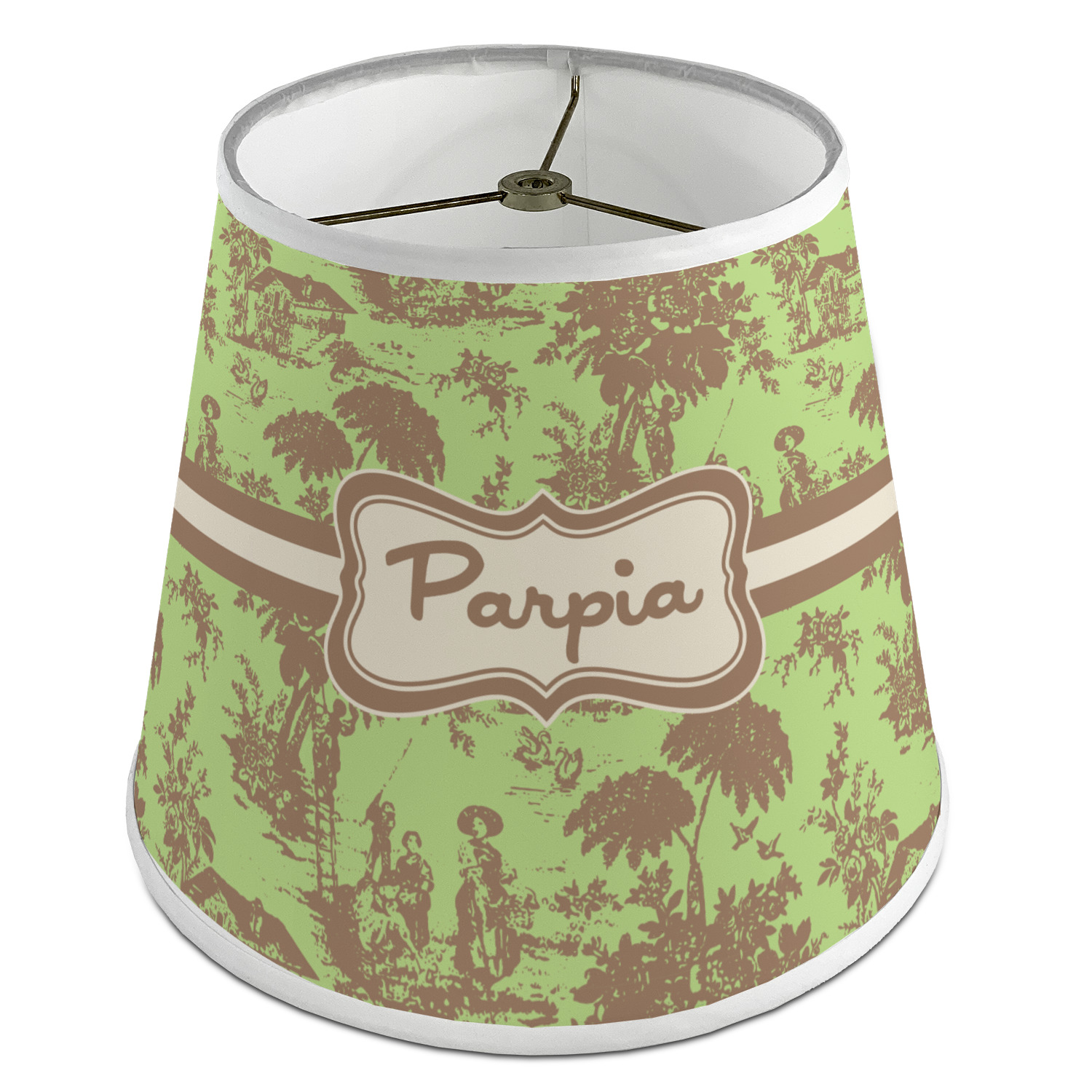 green toile lamp shade