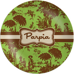 Green & Brown Toile Melamine Plate (Personalized)