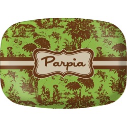 Green & Brown Toile Melamine Platter (Personalized)