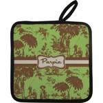 Green & Brown Toile Pot Holder w/ Name or Text