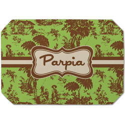 Green & Brown Toile Dining Table Mat - Octagon (Single-Sided) w/ Name or Text