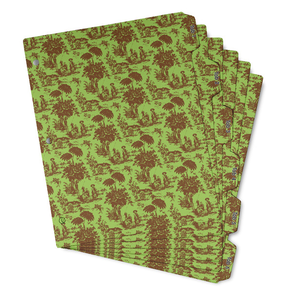 Custom Green & Brown Toile Binder Tab Divider - Set of 6 (Personalized)