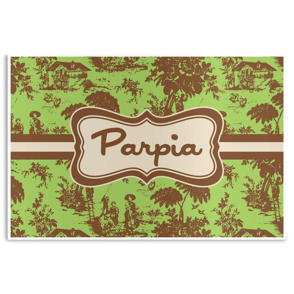 Custom Green & Brown Toile Disposable Paper Placemats (Personalized)