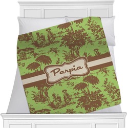Green & Brown Toile Minky Blanket - Twin / Full - 80"x60" - Single Sided (Personalized)