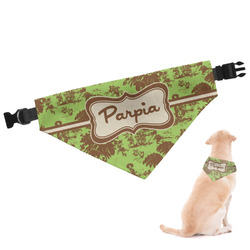 Green & Brown Toile Dog Bandana - Large (Personalized)