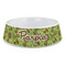 Green & Brown Toile Plastic Pet Bowls - Large - MAIN