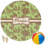 Green & Brown Toile Round Beach Towel (Personalized)