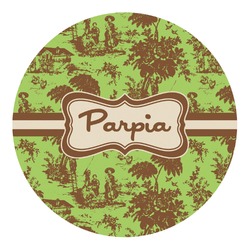 Green & Brown Toile Round Decal - XLarge (Personalized)
