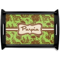 Green & Brown Toile Black Wooden Tray - Small (Personalized)