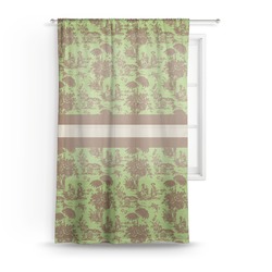 Green & Brown Toile Sheer Curtain - 50"x84"