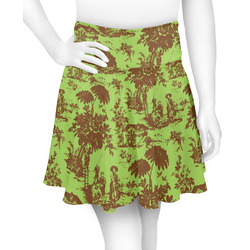 Green & Brown Toile Skater Skirt - X Small