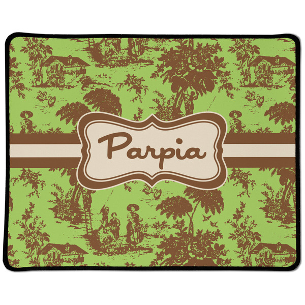 Custom Green & Brown Toile Large Gaming Mouse Pad - 12.5" x 10" (Personalized)