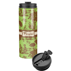 Green & Brown Toile Stainless Steel Skinny Tumbler (Personalized)