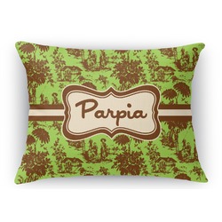 Green & Brown Toile Rectangular Throw Pillow Case - 12"x18" (Personalized)