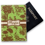 Green & Brown Toile Vinyl Passport Holder (Personalized)