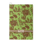 Green & Brown Toile Waffle Weave Golf Towel (Personalized)