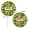 Green & Brown Toile White Plastic 5.5" Stir Stick - Double Sided - Round - Front & Back