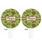 Green & Brown Toile White Plastic 7" Stir Stick - Double Sided - Round - Front & Back