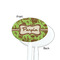 Green & Brown Toile White Plastic 7" Stir Stick - Single Sided - Oval - Front & Back