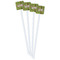 Green & Brown Toile White Plastic Stir Stick - Double Sided - Square - Front