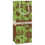 Green & Brown Toile Wine Gift Bags - Matte (Personalized)