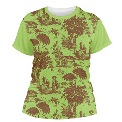 Green & Brown Toile Women's Crew T-Shirt - Large