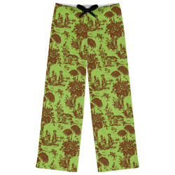 Green & Brown Toile Womens Pajama Pants - L