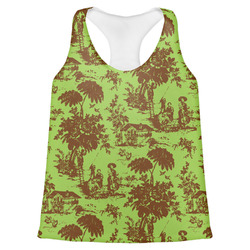 Green & Brown Toile Womens Racerback Tank Top - Medium