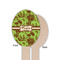 Green & Brown Toile Wooden Food Pick - Oval - Single Sided - Front & Back