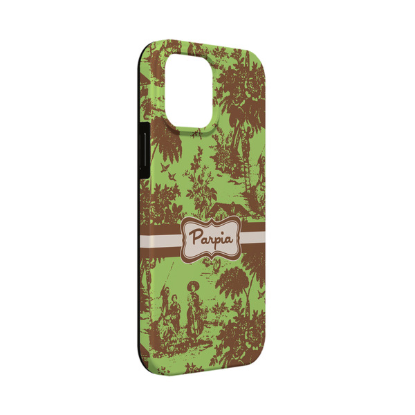 Custom Green & Brown Toile iPhone Case - Rubber Lined - iPhone 13 Mini (Personalized)