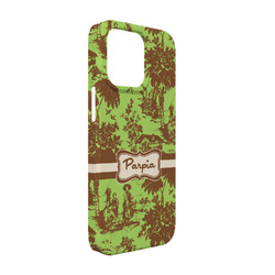 Green & Brown Toile iPhone Case - Plastic - iPhone 13 Pro (Personalized)